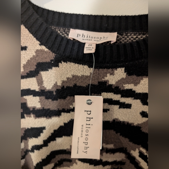 Philosophy Women Camo Knit Sweater | Size 2X | NWT - Picture 2 of 3